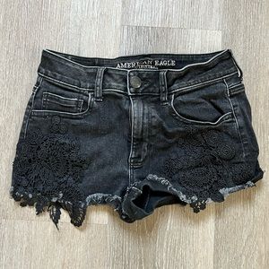 Black lace American Eagle shorts. Size 4